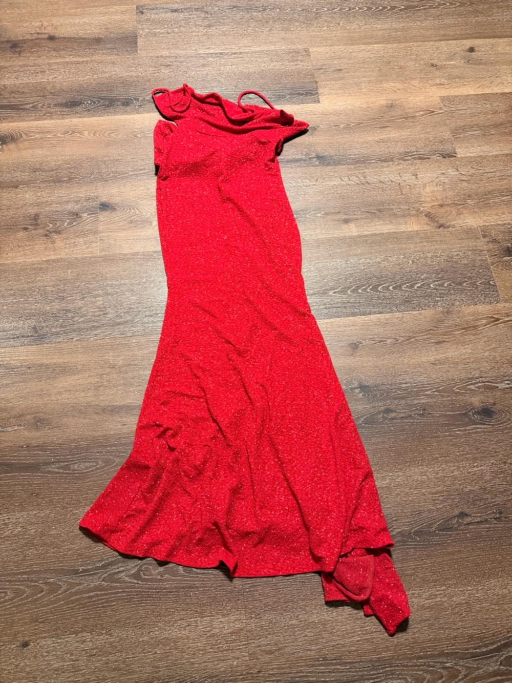 Red Sleeveless Sparkle Maxi Dress